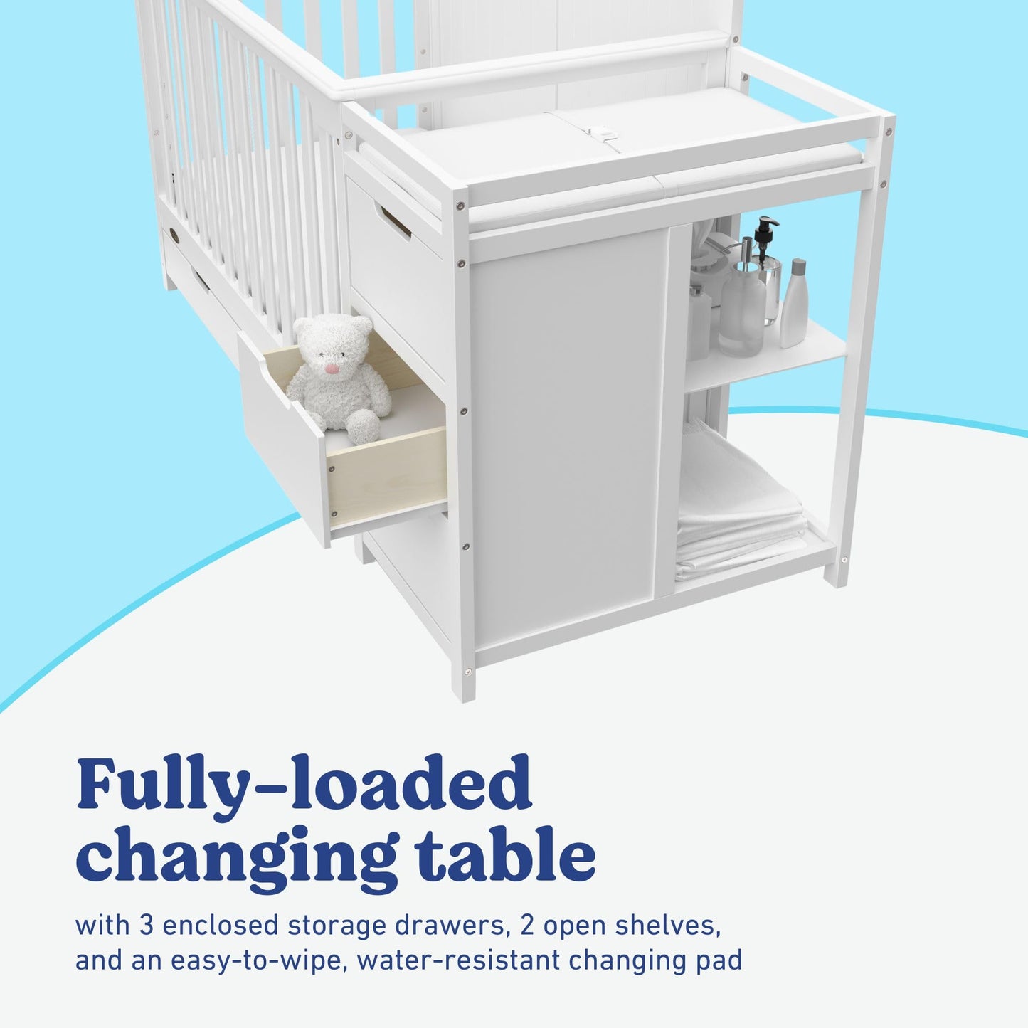 Graco Hadley 5-in-1 Convertible Crib & Changer – GREENGUARD Gold Certified, Fits Standard Crib Mattress, Converts to Toddler Bed and Full Bed, 4 Adjustable Mattress Heights (Pebble Gray)