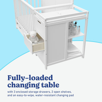 Graco Hadley 5-in-1 Convertible Crib & Changer – GREENGUARD Gold Certified, Fits Standard Crib Mattress, Converts to Toddler Bed and Full Bed, 4 Adjustable Mattress Heights (Pebble Gray)