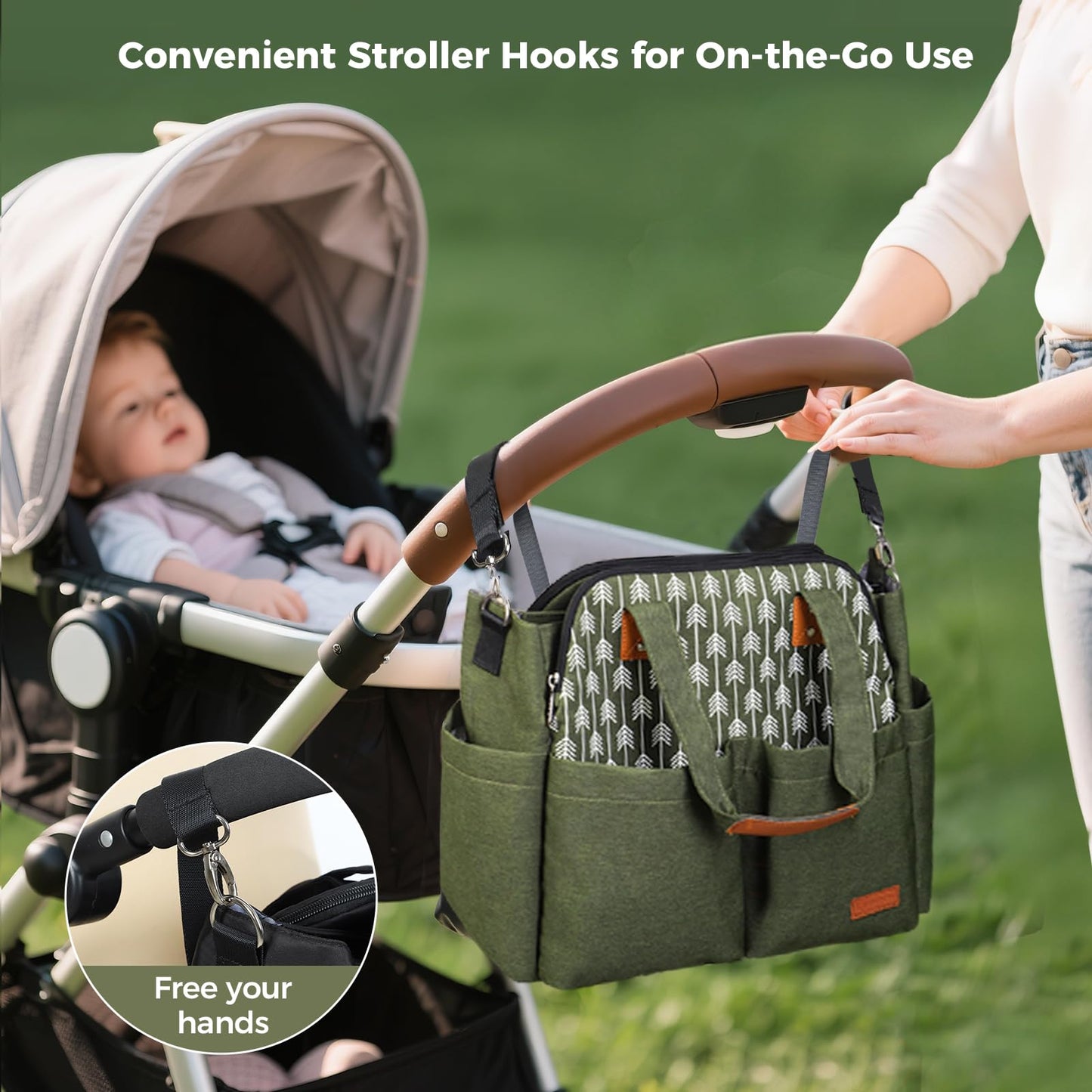 Lekebaby Diaper Bag Tote, 17 Pockets Large Travel Diaper Tote Waterproof with Portable Changing Pad, Mom Crossbody Hospital Bag for Labor Delivery, Baby Essentials for Newborn Gifts, Grey