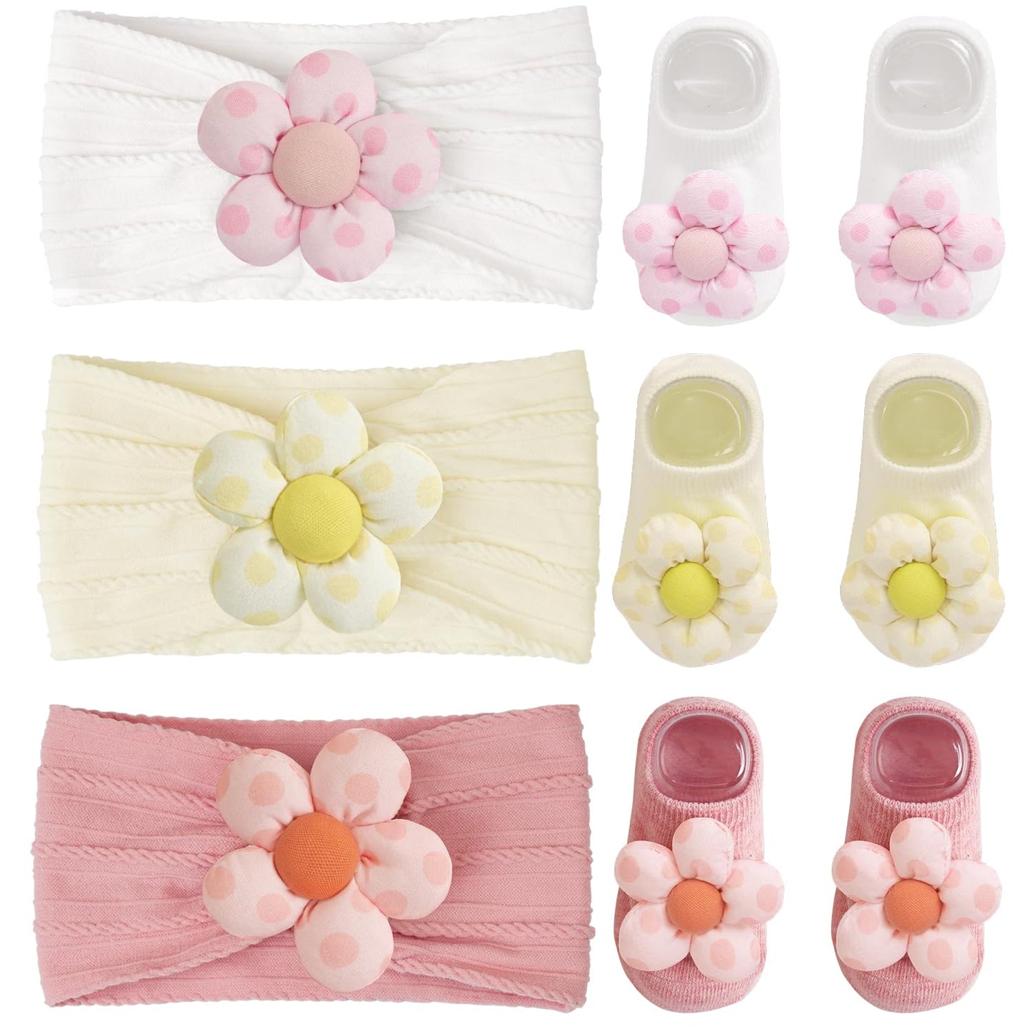 CÉLLOT 5 Pcs Baby Flower Headbands Baby Girls Nylon Headbands Soft Hairbands Hair Accessories for Newborn Infant Toddler Kids