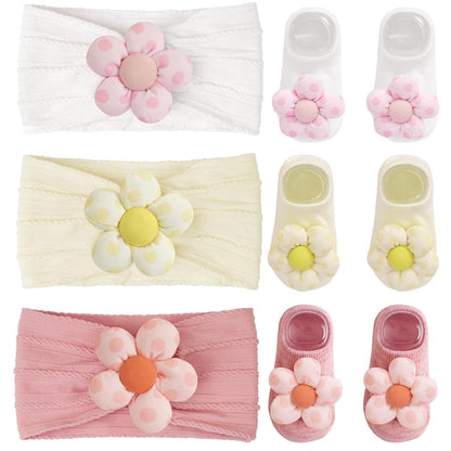 CÉLLOT 5 Pcs Baby Flower Headbands Baby Girls Nylon Headbands Soft Hairbands Hair Accessories for Newborn Infant Toddler Kids