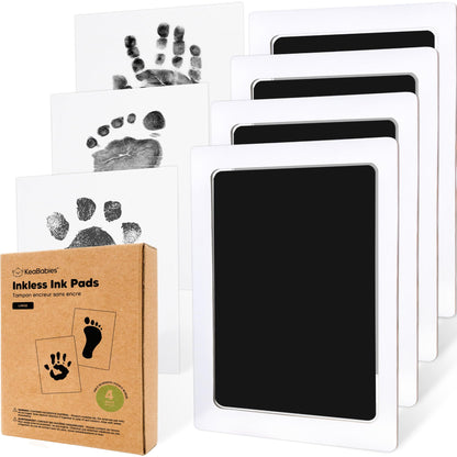 4-Pack Inkless Baby Hand and Footprint Kit - Mess Free Ink Pad for Newborn Keepsake, Dog Nose & Paw Print Kit, Clean Touch Ink Pad for Baby Hand & Footprints, First Mother's Day (Jet Black)
