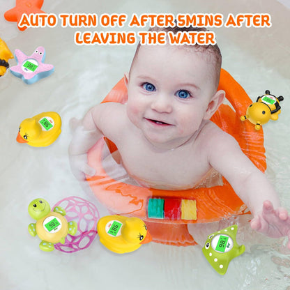 Baby Bath Thermometer, Digital Water Temperature Thermometers with 3 Color Backlit and Temperature Warning, Safety Bath Tube Thermometers Floating Toy for Infant, Toddler