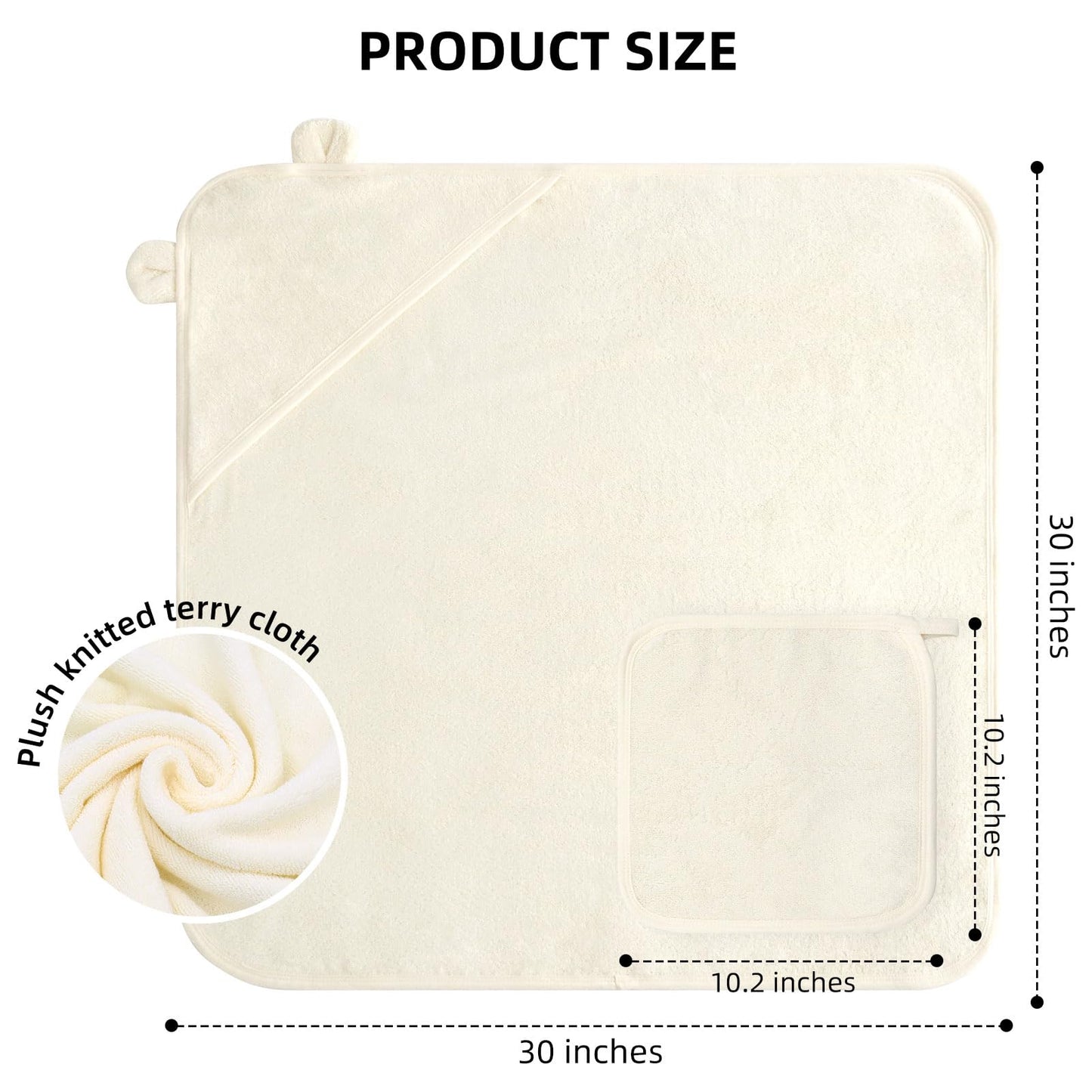 LifeTree 1 Pack Baby Hooded Towel with 1 Pack Washcloth for Newborn, 100% Cotton Bath Towel for Babies, Infant, Toddler and Kids, Thick,Soft and Absorbent, 30 * 30 Inches, Newborn Essentials, Pink