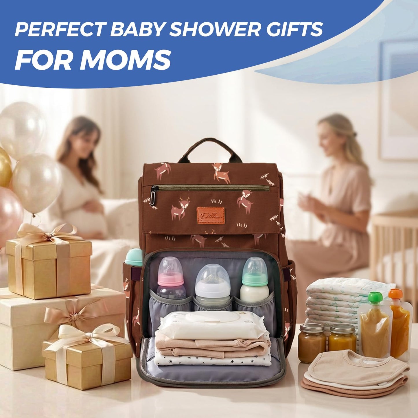 PILLANI Baby Diaper Bag Backpack - Baby Bag for Girls & Boys, Large Waterproof Toddler Diaper Backpack - Baby Shower Gifts & Registry Must Haves - Travel Diaper Bags with Changing Pad - Newborn Stuff