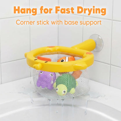 iPlay, iLearn Baby Duck Bath Toy, Toddler Bathtub Shower Toy W/ Suction Spin Gear, Floating Animals, Fishing Net Pool Water Play, Birthday Easter Gift 6 12 18 Month Infant 1 2 3 Year Old Kid Boy Girl