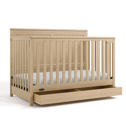 Graco Hadley 5-in-1 Convertible Crib & Changer – GREENGUARD Gold Certified, Fits Standard Crib Mattress, Converts to Toddler Bed and Full Bed, 4 Adjustable Mattress Heights (Pebble Gray)