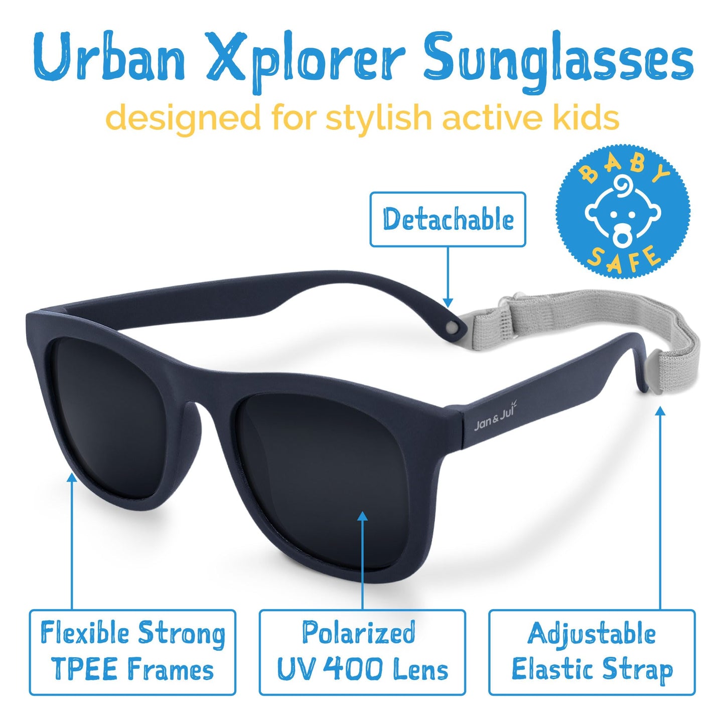 JAN & JUL Baby Toddler Kids’ Flexible UV-400 Polarized Sun-glasses with Strap for Girls Boys