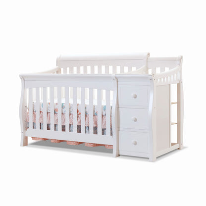 Sorelle Furniture Princeton Elite Crib and Changer Classic -in- Convertible Diaper Changing Table Made of Pine Wood Non-Toxic Wooden Baby Bed Toddler Childs Daybed Full-Size Nursery - Weathered Grey