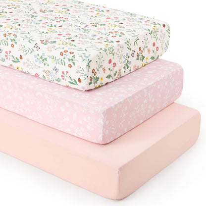 david's kids 3 Pack Fitted Crib Sheets, Ultra Soft Breathable Comfortable Baby Sheet Set for Boys Girls Neutral, 28x52 Inch Fits Standard Crib and Toddler Mattresses, Dinosaur