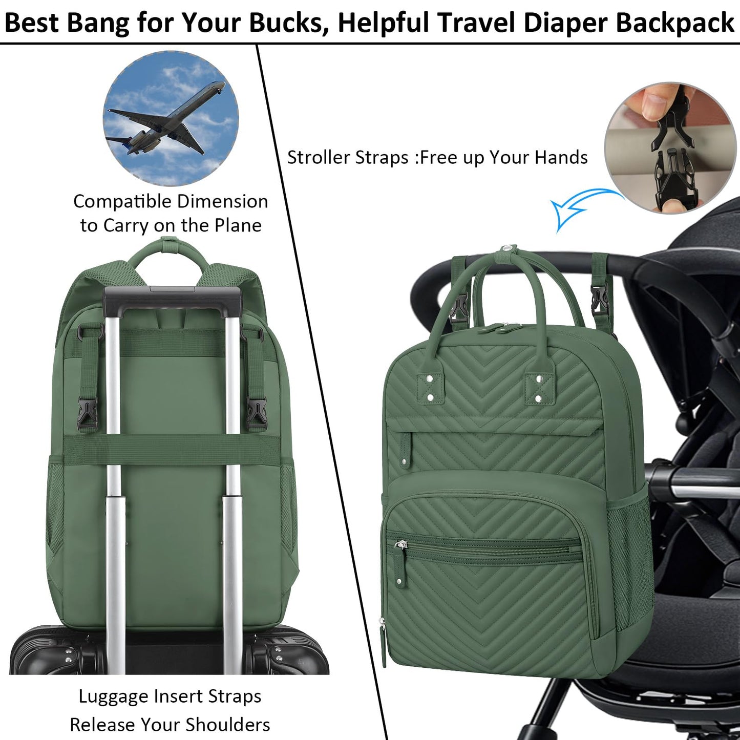 Tenot Diaper Bag Backpack for Women Large Capacity with Insulated Pockets Multifunctional Diaper Bags For Baby Girl Boy Waterproof Baby Bags For Mama Maternity Travel Bag Black