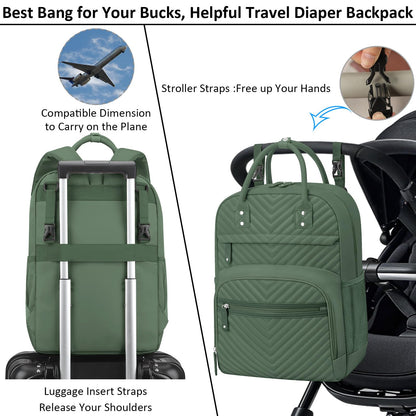 Tenot Diaper Bag Backpack for Women Large Capacity with Insulated Pockets Multifunctional Diaper Bags For Baby Girl Boy Waterproof Baby Bags For Mama Maternity Travel Bag Black