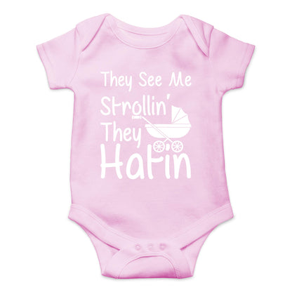 AW Fashions They See Me Strolli' They Hatin Bodysuit Newborn Boy Outfits Cute Romper Baby Girl Clothes