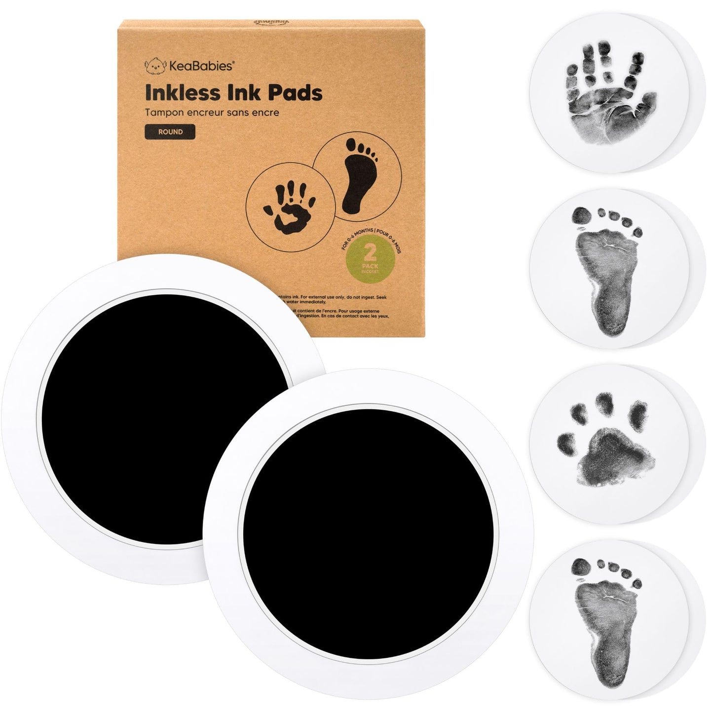 4-Pack Inkless Baby Hand and Footprint Kit - Mess Free Ink Pad for Newborn Keepsake, Dog Nose & Paw Print Kit, Clean Touch Ink Pad for Baby Hand & Footprints, First Mother's Day (Jet Black)