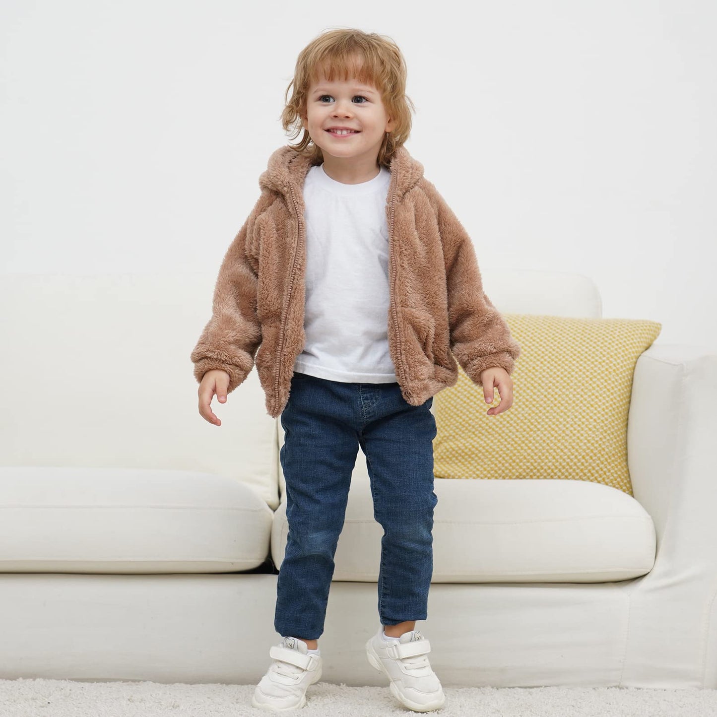 Newborn Infant Baby Boys Girls Cartoon Fleece Hooded Jacket Coat with Ears Warm Todder Kids Outwear Coat Zipper Up 0-6Y