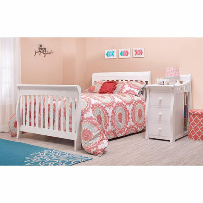 Sorelle Furniture Princeton Elite Crib and Changer Classic -in- Convertible Diaper Changing Table Made of Pine Wood Non-Toxic Wooden Baby Bed Toddler Childs Daybed Full-Size Nursery - Weathered Grey