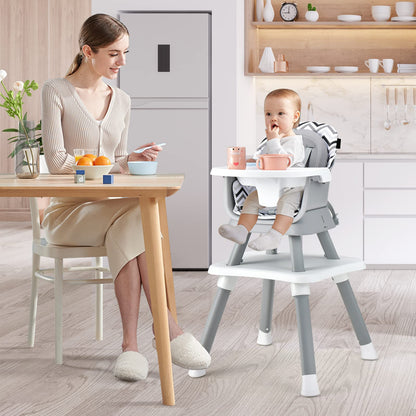 HONEY JOY 8 in 1 Baby High Chair, Convertible Highchair for Babies and Toddlers/Table and Chair Set/Building Block Table/Booster Seat/Stool/Toddler Chair with Safety Harness (Wave Gray)