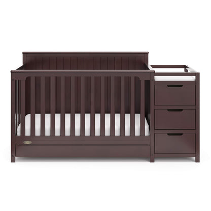 Graco Hadley 5-in-1 Convertible Crib & Changer – GREENGUARD Gold Certified, Fits Standard Crib Mattress, Converts to Toddler Bed and Full Bed, 4 Adjustable Mattress Heights (Pebble Gray)