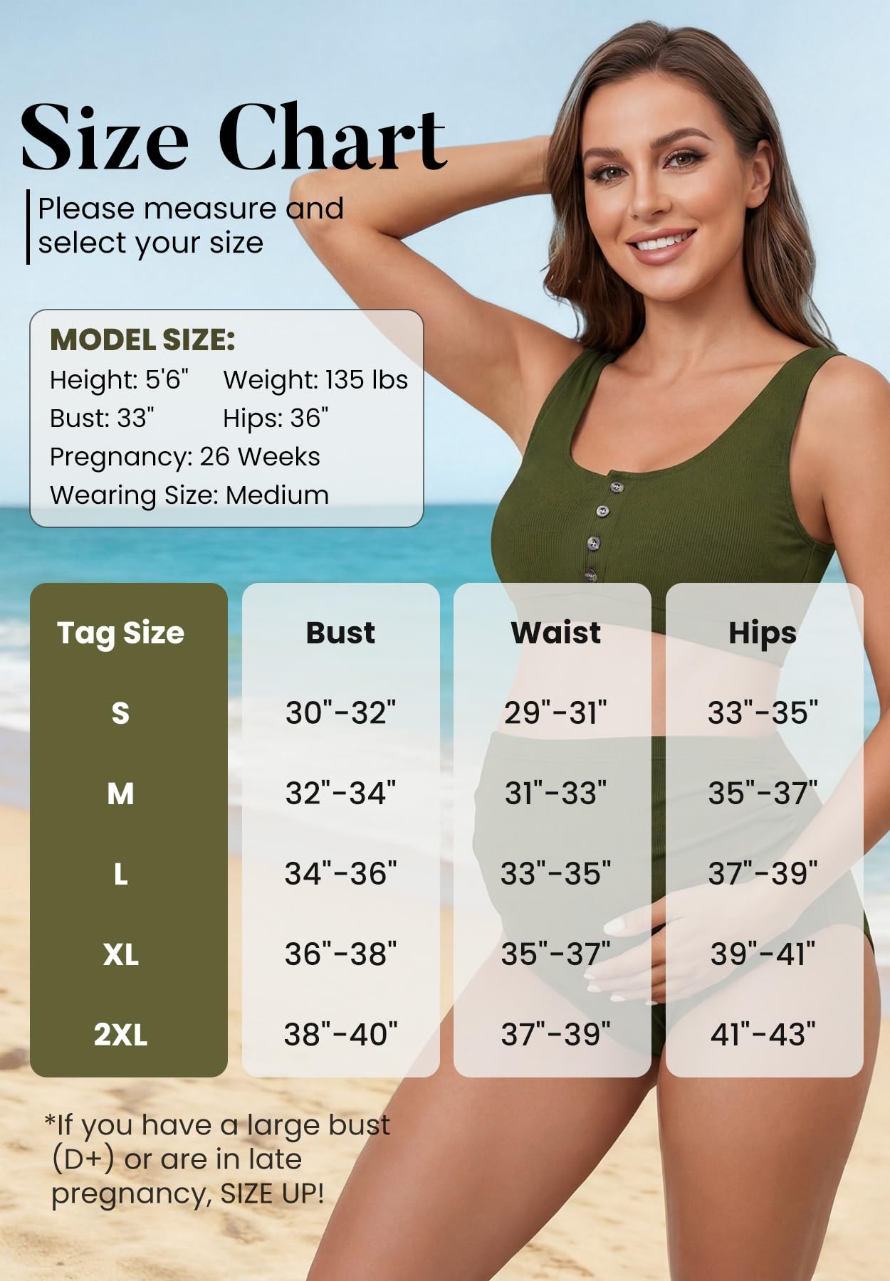 Zando High Waist Maternity Swimsuit Two Piece Pregnancy Swimwear Bikini Bathing Suits for Women Maternity Swimsuits