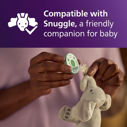 Philips Avent Soothie Baby Pacifiers - 100% Silicone Pacifiers for Babies 0-3 Months, One-Piece Design, BPA-Free, Extra Durable, Green, 4 Pack, Model SCF190/41