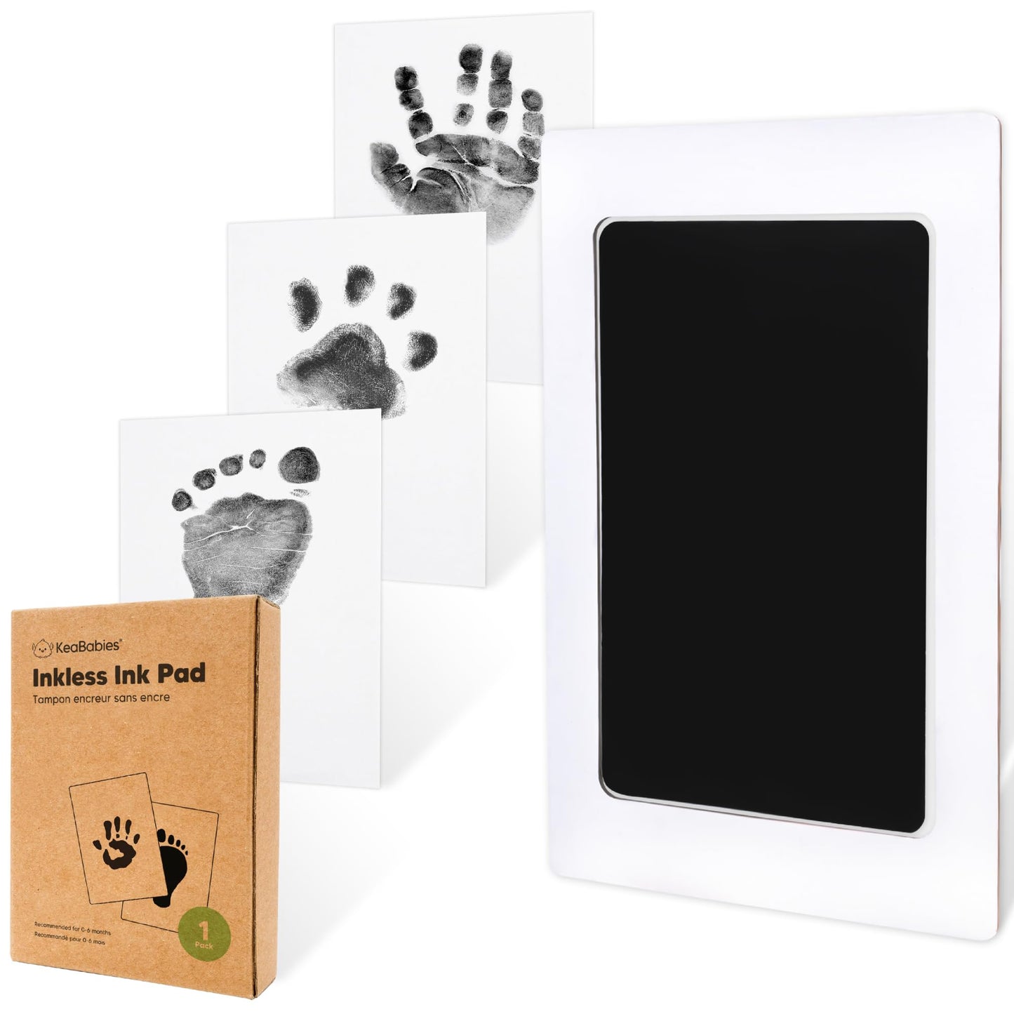 4-Pack Inkless Baby Hand and Footprint Kit - Mess Free Ink Pad for Newborn Keepsake, Dog Nose & Paw Print Kit, Clean Touch Ink Pad for Baby Hand & Footprints, First Mother's Day (Jet Black)