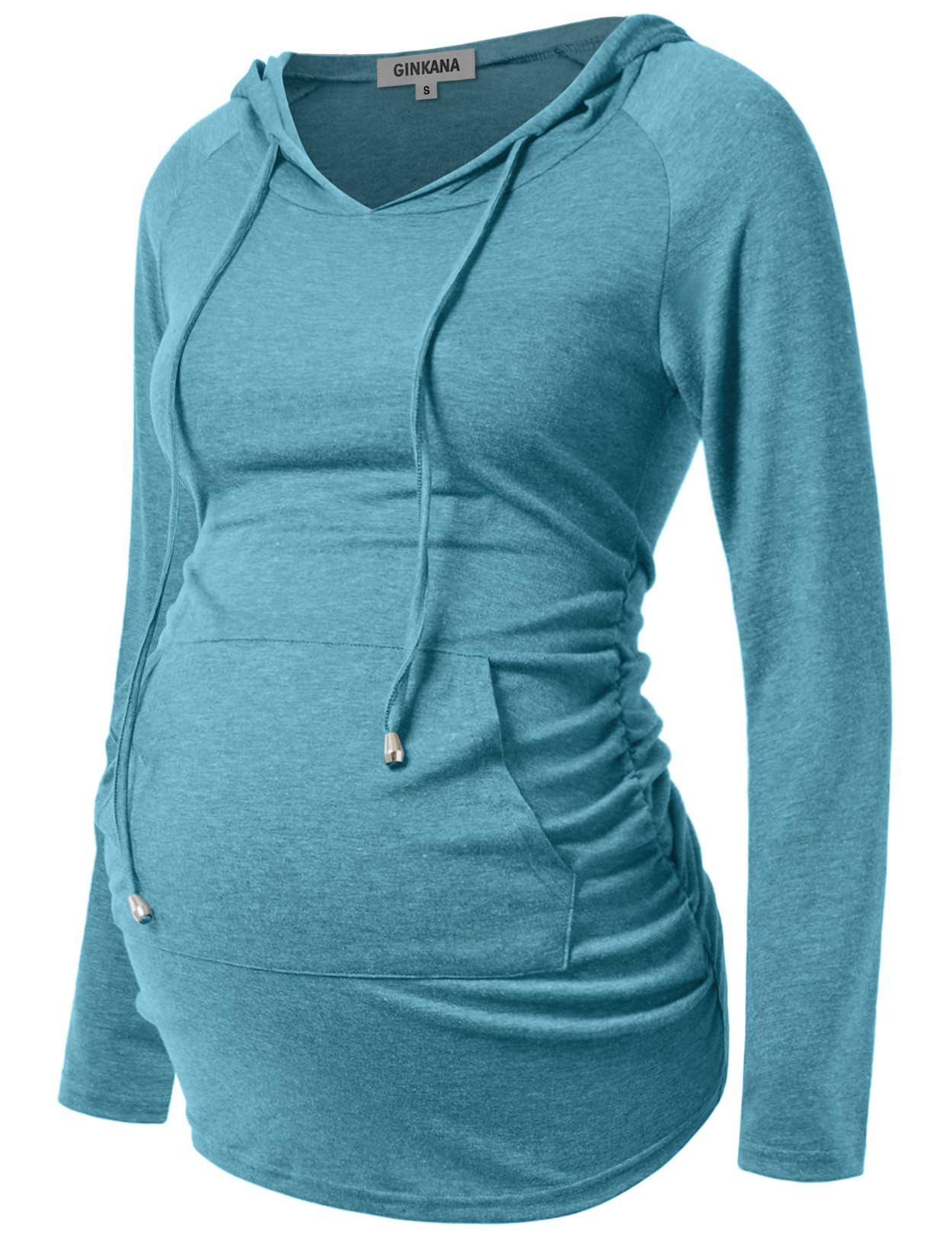 GINKANA Maternity Hoodie Long Sleeves Shirts Casual Maternity Top Pregnancy Sweatshirt Casual Clothes