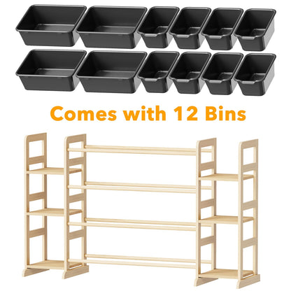 SpaceAid Toy Storage Organizer with 6 Shelves and 12 Bins, Bookshelf/Bookcase, Kids Bin Shelf, Toys Box for Playroom Organization for Bedroom & Room Decor, White, 52.3" W
