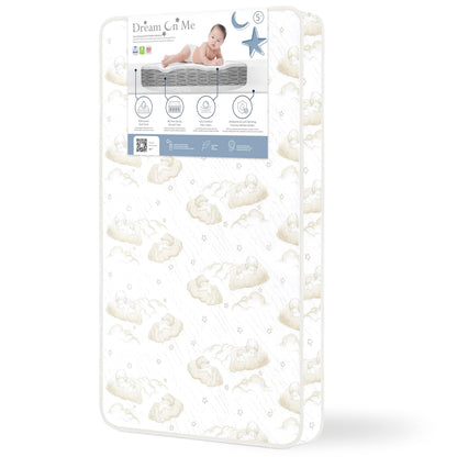 Dream On Me Twilight 5” 88 Coil Inner Spring Crib & Toddler Mattress – Brown Cloud, Greenguard Gold & BSA Certified, Waterproof & Stain-Resistant Cover, Fits Standard Full-Size Cribs & Toddler Beds
