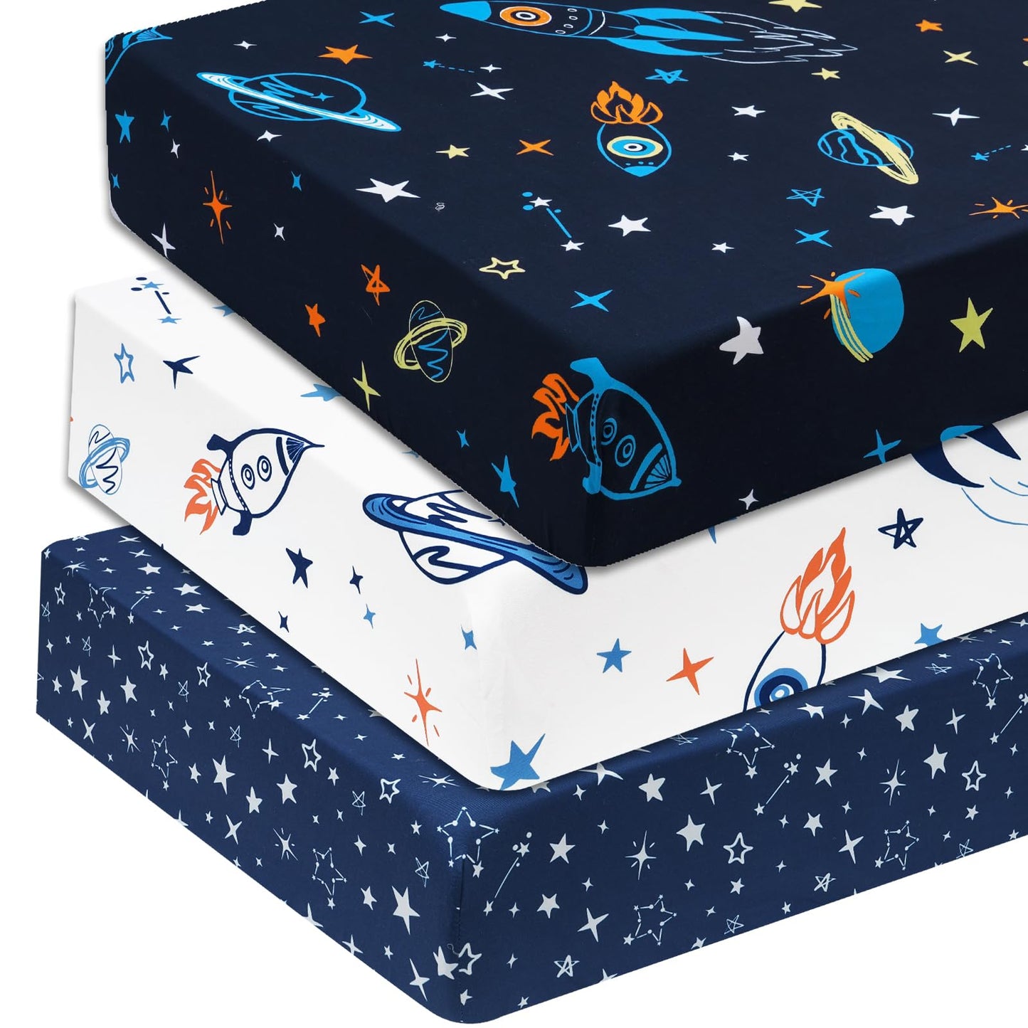 david's kids 3 Pack Fitted Crib Sheets, Ultra Soft Breathable Comfortable Baby Sheet Set for Boys Girls Neutral, 28x52 Inch Fits Standard Crib and Toddler Mattresses, Dinosaur