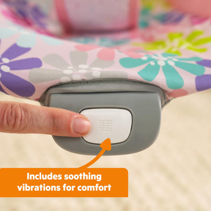 Bright Starts Baby Bouncer Soothing Vibrations Infant Seat - Removable -Toy Bar, Nonslip Feet, 0-6 Months Up to 20 lbs (Safari Fun)