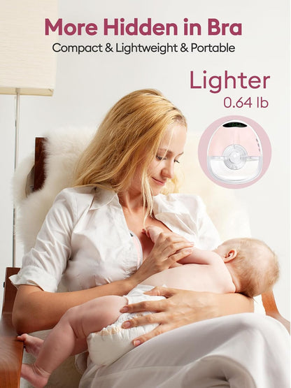 Hands Free Breast Pump, Wearable Breastfeeding Pump with 4 Mode & 9 Level, Strong Suction, Painless, Anti-Backflow, BPA Free, Portable Electric Breast Pumps with 17/19/21/24MM Flanges