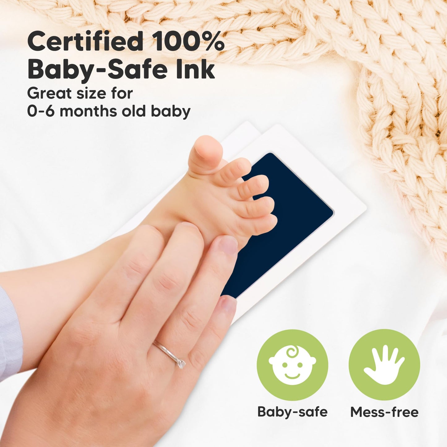 4-Pack Inkless Baby Hand and Footprint Kit - Mess Free Ink Pad for Newborn Keepsake, Dog Nose & Paw Print Kit, Clean Touch Ink Pad for Baby Hand & Footprints, First Mother's Day (Jet Black)