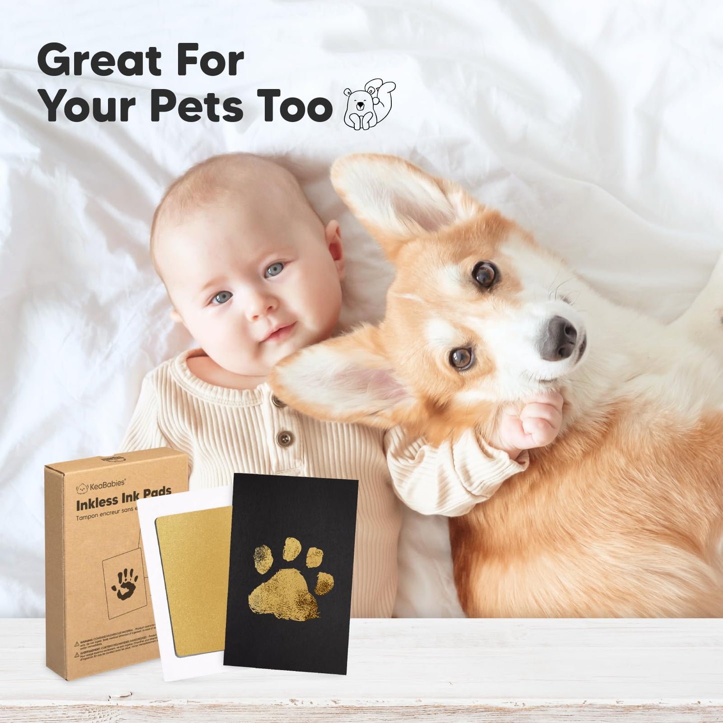 4-Pack Inkless Baby Hand and Footprint Kit - Mess Free Ink Pad for Newborn Keepsake, Dog Nose & Paw Print Kit, Clean Touch Ink Pad for Baby Hand & Footprints, First Mother's Day (Jet Black)
