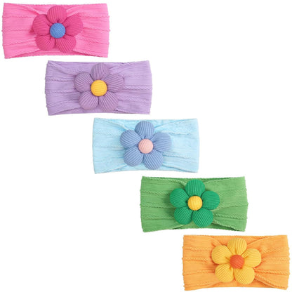 CÉLLOT 5 Pcs Baby Flower Headbands Baby Girls Nylon Headbands Soft Hairbands Hair Accessories for Newborn Infant Toddler Kids