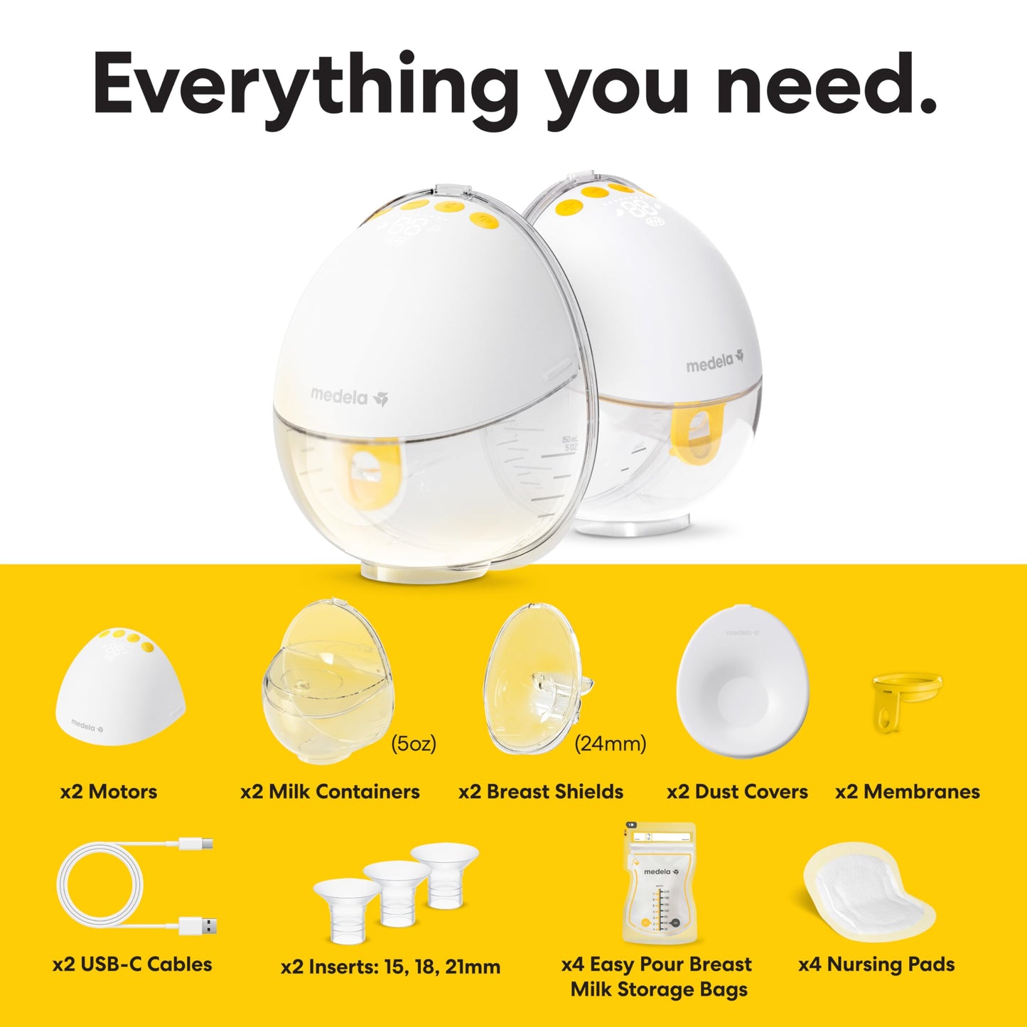 Medela Motion InBra Wearable Breast Pump, Portable Hands-Free Wireless Electric Pump, Highly efficient, Lightweight, Custom fit with Inserts, Rechargeable Battery, Discreet, Quiet, Only 3 Parts