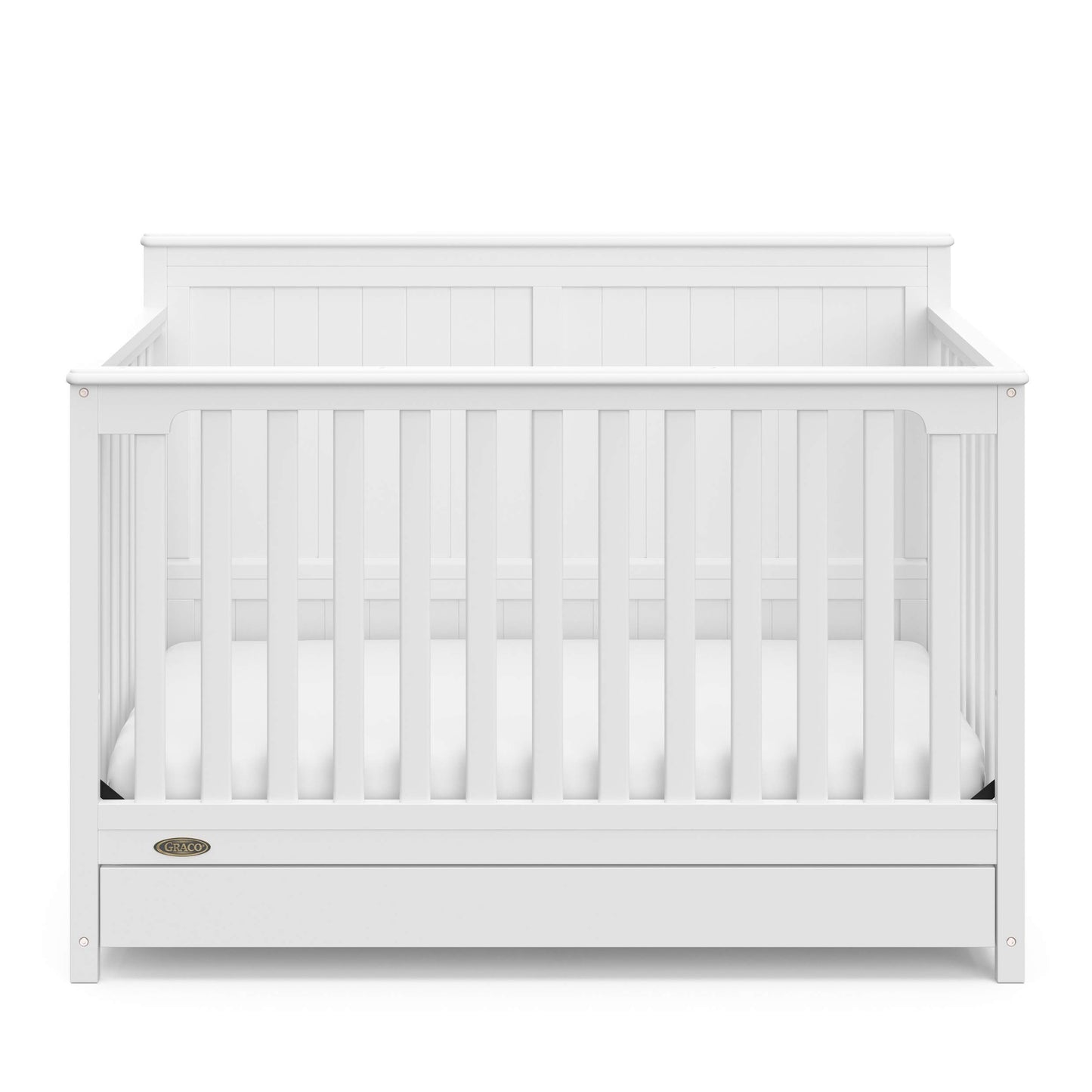Graco Hadley 5-in-1 Convertible Crib & Changer – GREENGUARD Gold Certified, Fits Standard Crib Mattress, Converts to Toddler Bed and Full Bed, 4 Adjustable Mattress Heights (Pebble Gray)