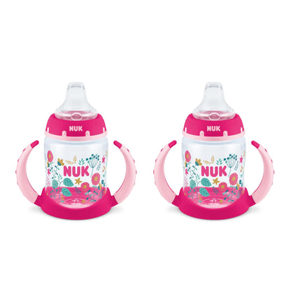 NUK Learner Cup, 6+ Months, Fun Fruits and Animals, Amazon Exclusive Collection, 5 Oz, Pack of 2 – BPA Free, Soft Spout, Spill Proof Sippy Cup