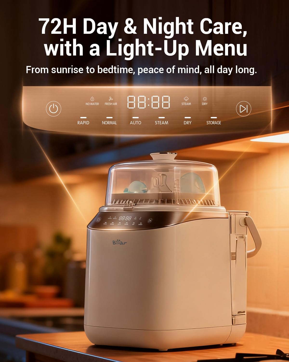 Bear Bottle Washer Pro, Baby Bottle Washer and Sterilizer and Dryer - All in One Machine for Bottles, Pump Parts & Baby Essentials with 90 Detergent Tablets - Effortless, Time-Saving