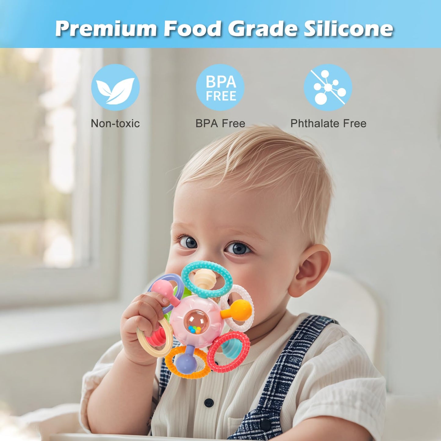 Baby Montessori Sensory Toys for 0-6 6-12 Months, Baby Teether Teething Toys for Babies 0 3 6 9 12 18 Months, Newborn Infant Learning Developmental Toys Gifts for 1 2 Year Old Boys Girls