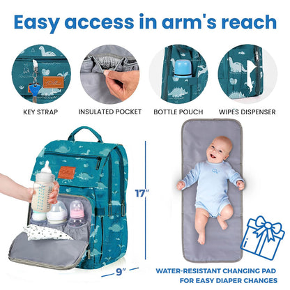 PILLANI Baby Diaper Bag Backpack - Baby Bag for Girls & Boys, Large Waterproof Toddler Diaper Backpack - Baby Shower Gifts & Registry Must Haves - Travel Diaper Bags with Changing Pad - Newborn Stuff
