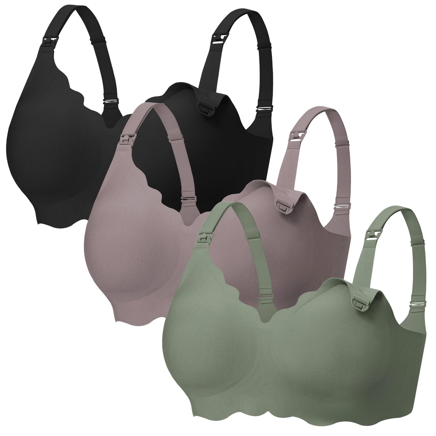 Angelhood Nursing Bras for Breastfeeding Ultra Comfort Seamless Maternity Bra Pack Wireless Pregnancy Bralette Bra Extender