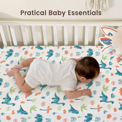 david's kids 3 Pack Fitted Crib Sheets, Ultra Soft Breathable Comfortable Baby Sheet Set for Boys Girls Neutral, 28x52 Inch Fits Standard Crib and Toddler Mattresses, Dinosaur