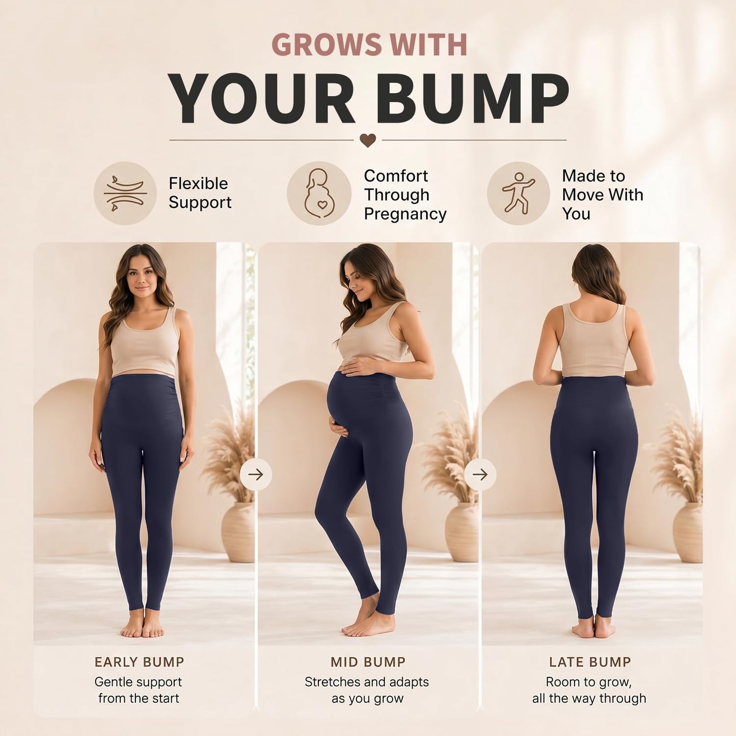 Hmuuo Women's Maternity Leggings Over The Belly Buttery Soft Pregnancy Yoga Pants Activewear Workout Leggings