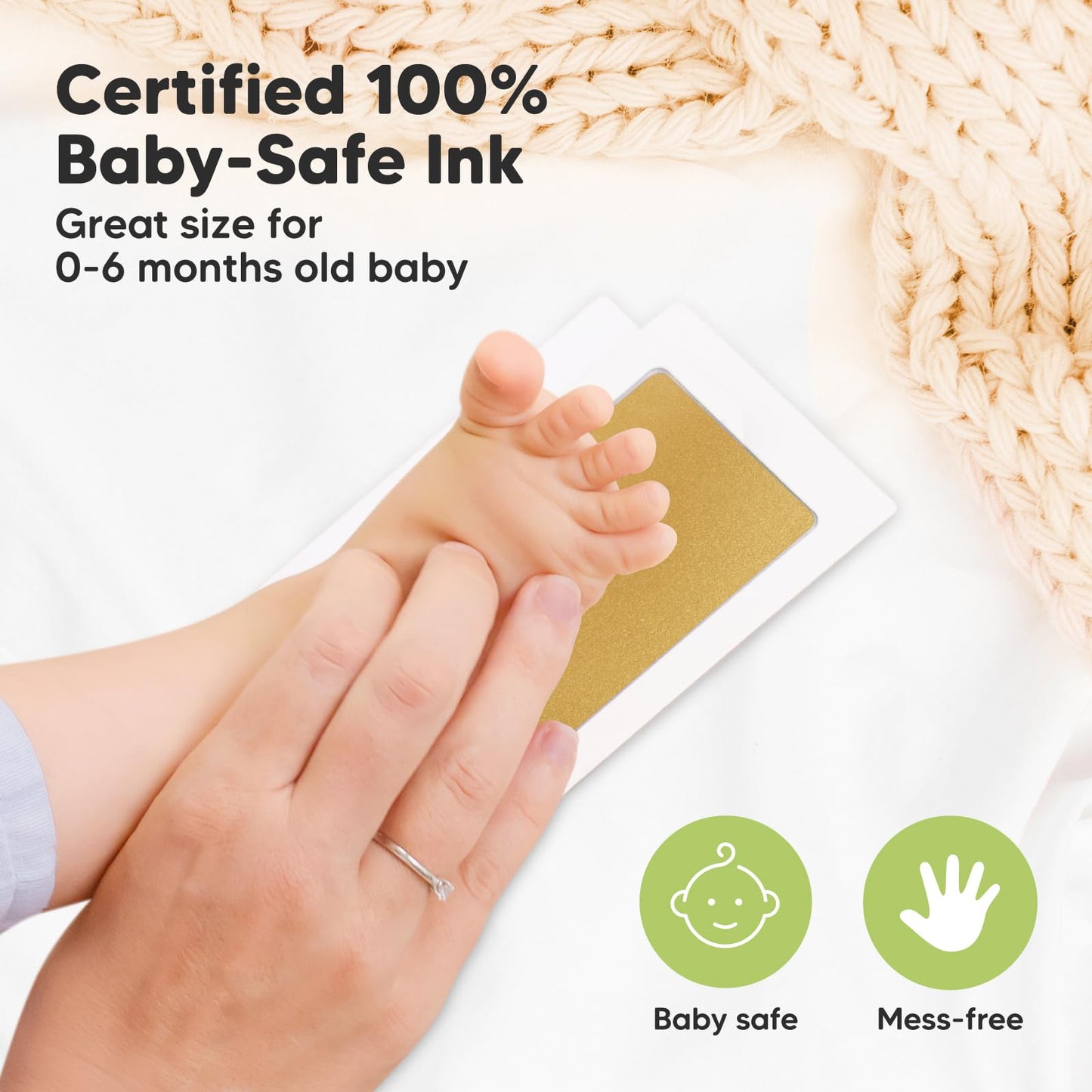 4-Pack Inkless Baby Hand and Footprint Kit - Mess Free Ink Pad for Newborn Keepsake, Dog Nose & Paw Print Kit, Clean Touch Ink Pad for Baby Hand & Footprints, First Mother's Day (Jet Black)