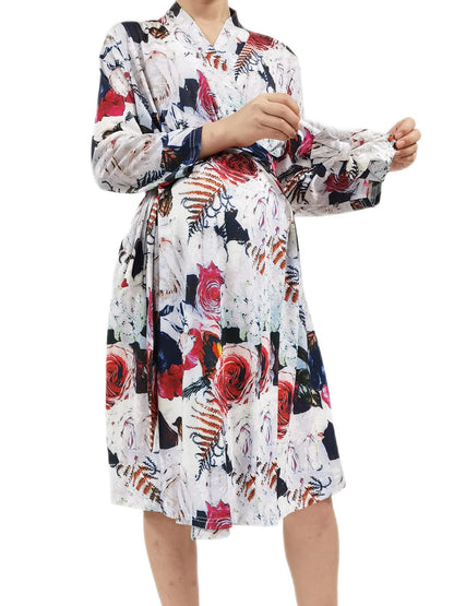 SUFEINI Maternity Robe and Matching Baby Swaddle Blanket Set, Mommy Robe with Receiving Blanket Girls Boys Sleepwear