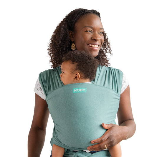 Moby Basics Baby Wrap Carrier for Newborns to Toddlers (8-33lbs), Infant Sling Carrier, Lightweight & Hands Free Design, Adjustable for All Body Types (Black)