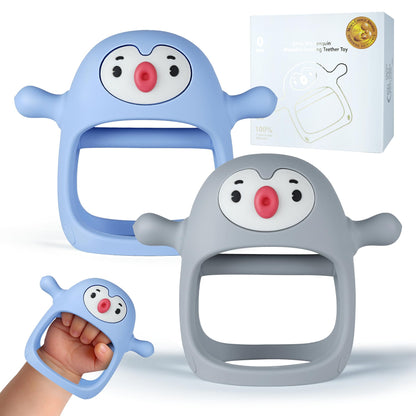 Smily Mia Penguin Teethers, Silicone TeethingToys for Babies 0-6Months, Baby Teethers for 3-6Months, Hand Teether for Infants, Teething/Teether Pacifiers for Infants, Light Purple