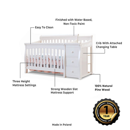 Sorelle Furniture Princeton Elite Crib and Changer Classic -in- Convertible Diaper Changing Table Made of Pine Wood Non-Toxic Wooden Baby Bed Toddler Childs Daybed Full-Size Nursery - Weathered Grey