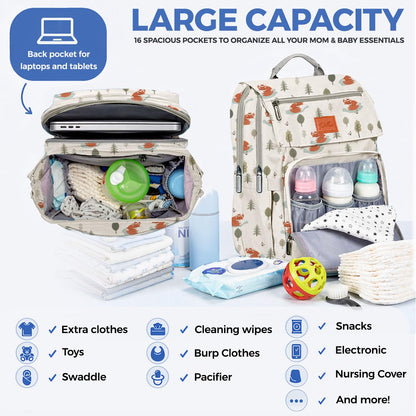 PILLANI Baby Diaper Bag Backpack - Baby Bag for Girls & Boys, Large Waterproof Toddler Diaper Backpack - Baby Shower Gifts & Registry Must Haves - Travel Diaper Bags with Changing Pad - Newborn Stuff