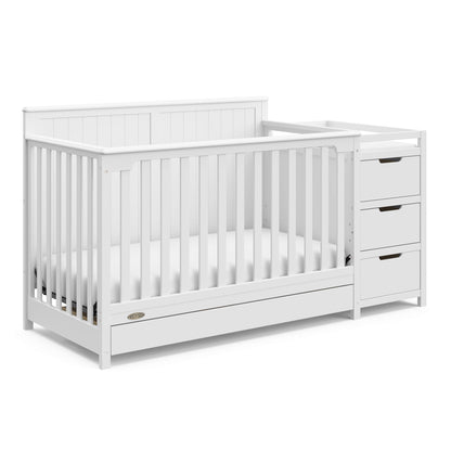 Graco Hadley 5-in-1 Convertible Crib & Changer – GREENGUARD Gold Certified, Fits Standard Crib Mattress, Converts to Toddler Bed and Full Bed, 4 Adjustable Mattress Heights (Pebble Gray)